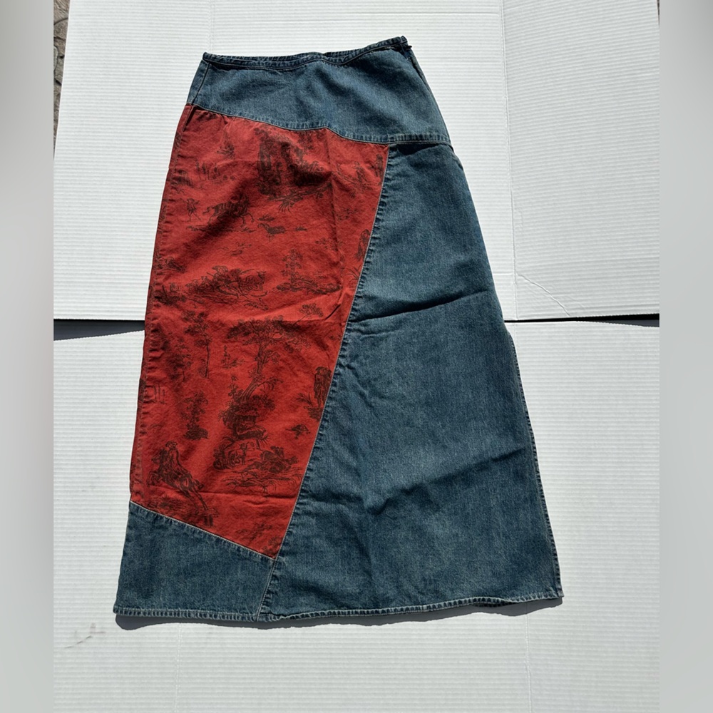 RL Inspired Red and Blue Denim Skirt